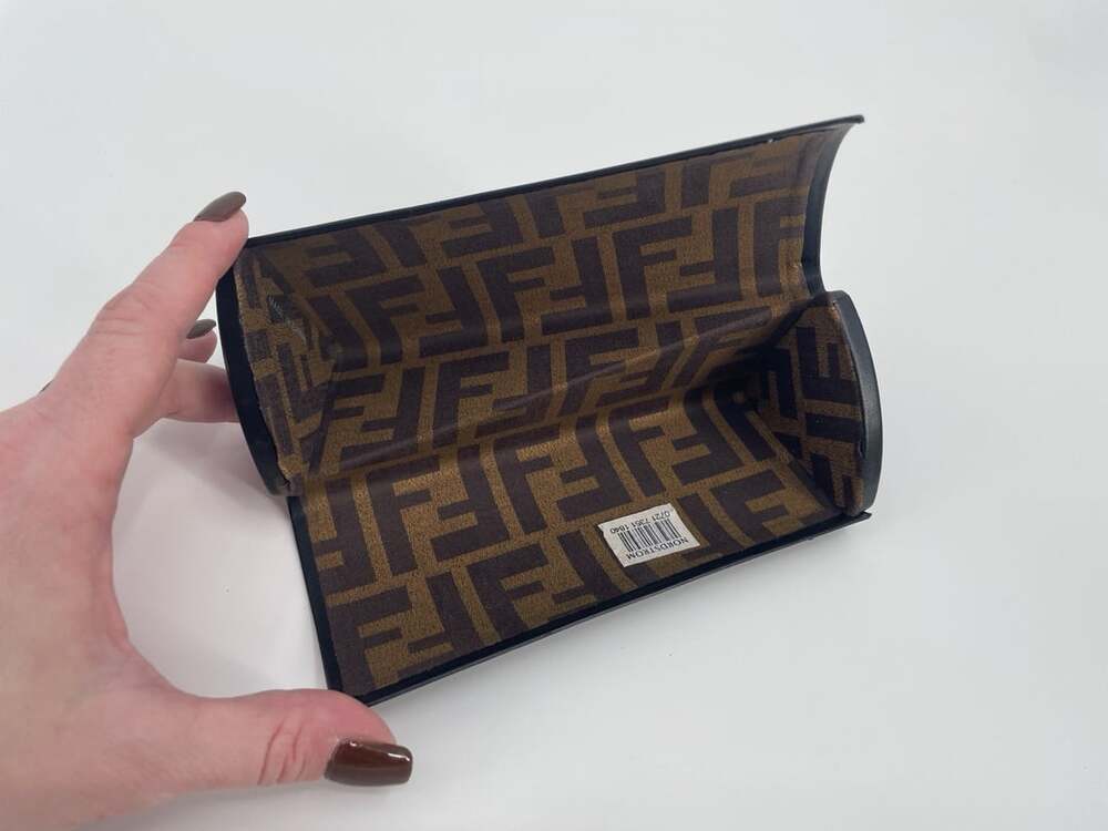 Fendi Eyeglasses Case Black Zucchino FF Logo Triangle Hard Shell